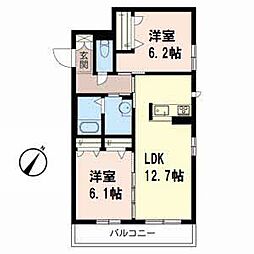 ルーチェ古箕輪1 2LDKの間取図画像