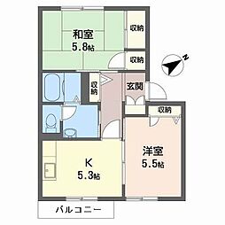 シャンポール太寺 2階2Kの間取り