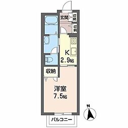 シャーメゾン北王子A棟 1Kの間取図画像