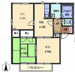 レジデンス錦織 3DKの間取図画像