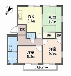 パル今福Ｃ．Ｄ．Ｅ 2階3DKの間取り