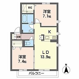 リラフォート 2LDKの間取図画像