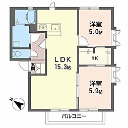 メゾンモンハイム東 2LDKの間取図画像