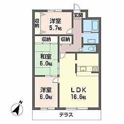 プレステージ安倉 3LDKの間取図画像