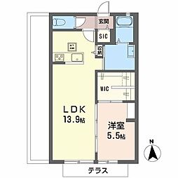 ガーデンハウス宝塚A 2DKの間取図画像