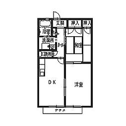 ガーデンハウス宝塚A 2DKの間取図画像