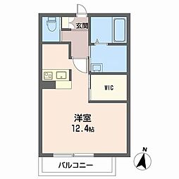 ラフィネハナA棟 ワンルームの間取図画像