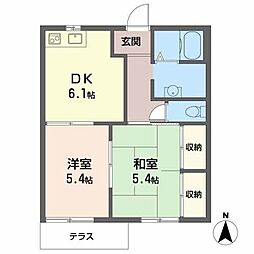 フレグランス西大池 2DKの間取図画像