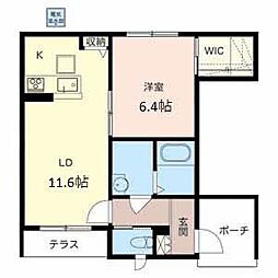 ラ　メゾン　デュ　パン 1階1LDKの間取り