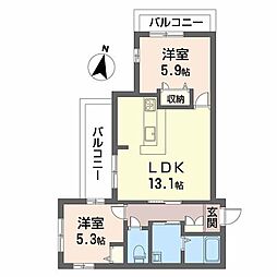 シャーメゾンコーストパート2 2LDKの間取図画像
