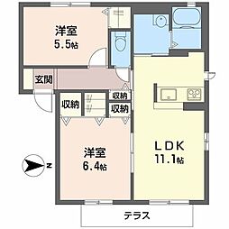 ハッピーヴァレー 2LDKの間取図画像