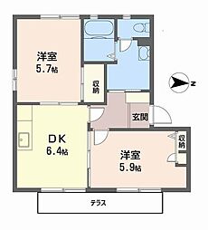 バリュージュ青野C 2DKの間取図画像