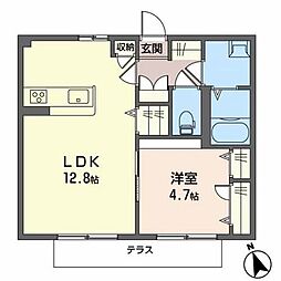 ラ・フォーレ白樺 1LDKの間取図画像