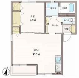 アフェクション丸尾C棟 1LDKの間取図画像