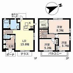 シャーメゾン有野B 3LDKの間取図画像