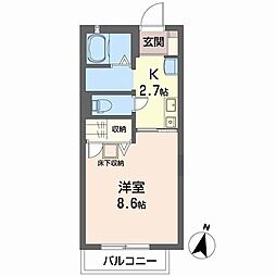 シャムロック・コート 1Kの間取図画像