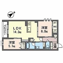 Alivio 2LDKの間取図画像
