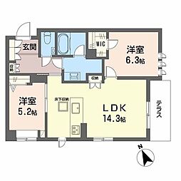 シャーメゾングランデ 2LDKの間取図画像