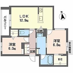 シャーメゾン セレッソ中桜塚 2LDKの間取図画像