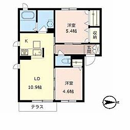 シャーメゾン稔 2LDKの間取図画像
