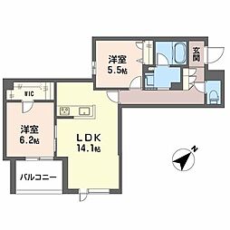 シャーメゾン ペイ ドゥ レーヴ 2LDKの間取図画像