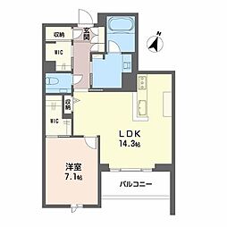 ミュリエル箕面 1LDKの間取図画像