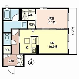 フェリシードプルーニャ 1LDKの間取図画像