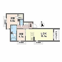 シャーメゾンひいらぎ 2LDKの間取図画像