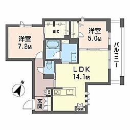 ルミエール勝 2LDKの間取図画像