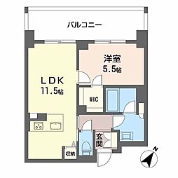 リビエナ グラン 新梅田 1LDKの間取図画像