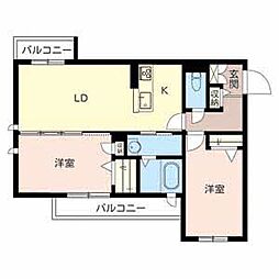 シャーメゾン拓 2LDKの間取図画像