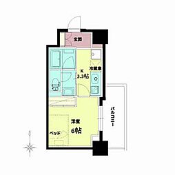 セルン新町 1Kの間取図画像