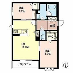 ノーヴェエレガンテ 2LDKの間取図画像