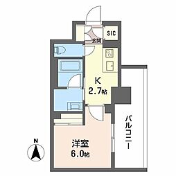 セルン新町 1Kの間取図画像