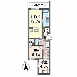 メゾン ボヌール 2LDKの間取図画像