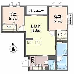メゾン ボヌール 2LDKの間取図画像