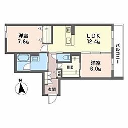 シャーメゾンプリマヴェーラ 2LDKの間取図画像