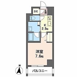 ロイヤルパークヒルズうめきた 7階1Kの間取り