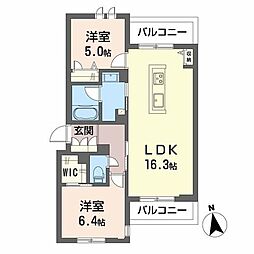 堺市西区鳳中町8丁マンション 2LDKの間取図画像