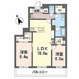 クレイエール 2LDKの間取図画像