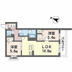 堺市東区丈六マンション 2LDKの間取図画像