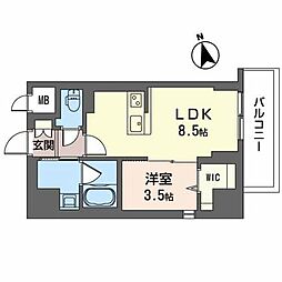 SOUTHERNCREST難波南 1LDKの間取図画像