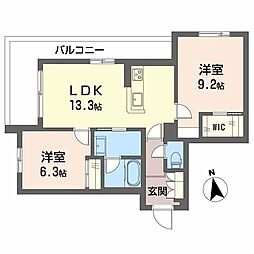 シャーメゾン 東雲 子育て支援 2LDKの間取図画像