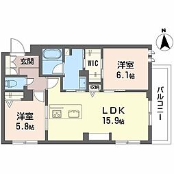 メゾン ブランカ あびこ南 2LDKの間取図画像