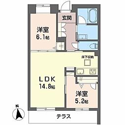シャーメゾン深翠の杜 2LDKの間取図画像