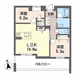 シャーメゾン深翠の杜 2LDKの間取図画像
