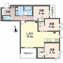 アリビオ 田辺 3LDKの間取図画像
