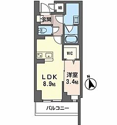 SOUTHERNCREST難波南 1LDKの間取図画像
