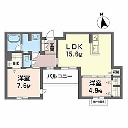 ル ドール 阿倍野 2LDKの間取図画像