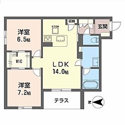 シャーメゾン セレーナ ヴィラ みらいエコ対象物件 2LDKの間取図画像